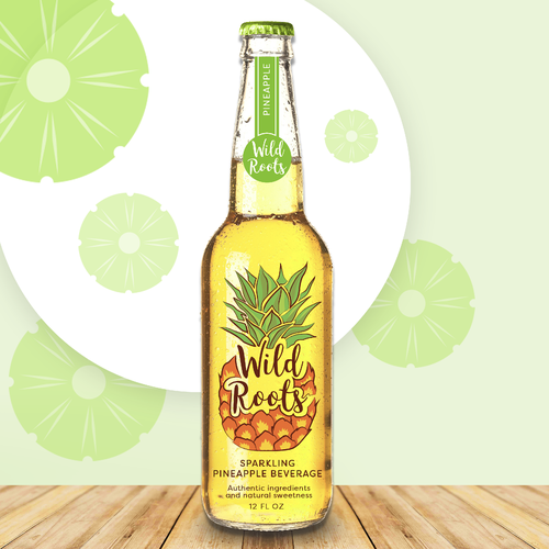 Tropical label with the title 'Wild Roots label design'
