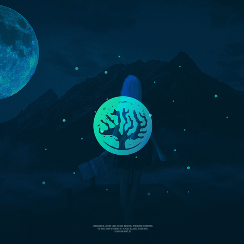 Royal blue logo with the title 'Mystery tree logo design'