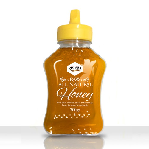 Honey label with the title 'Honey Label Design Winner'