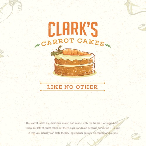 Carrot design with the title 'Rustic brand identity concept for Clark's Carrot Cake'