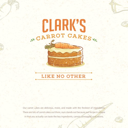 Cake logo with the title 'Rustic brand identity concept for Clark's Carrot Cake'