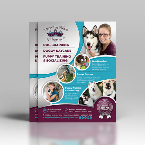 Puppy design with the title 'Happy Pets Palace'