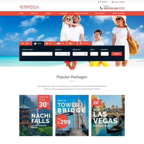 Tourism website with the title 'Travel Ecommerce Company'