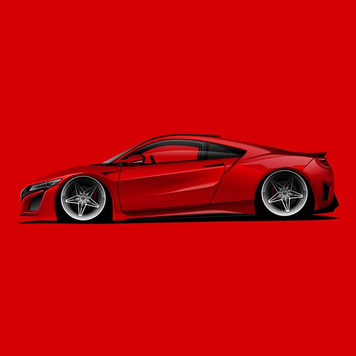 Automotive illustration with the title 'Acura NSX Illustration for Awlest Wheels.'