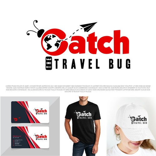 Paper plane design with the title 'Catch The Travel Bug'