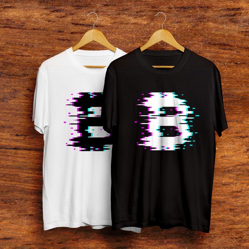 Cryptocurrency t-shirt with the title 'Glitchy Bitcoin'