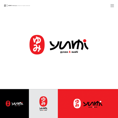 Sushi logo with the title 'Logo design concept for YUMI'
