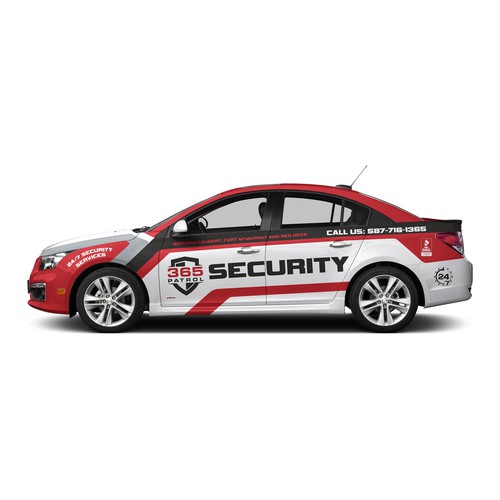 Vehicle graphic design with the title 'Vehicle wrap design for a Security Guard Company'