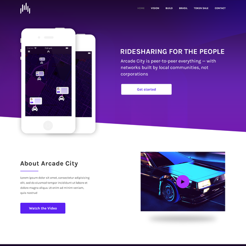 Driver design with the title 'Arcade City website (Peer-to-peer ridesharing)'
