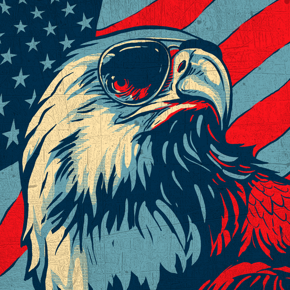 American flag t-shirt with the title 'PATRIOTIC EAGLE'