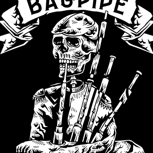 Hand-drawn t-shirt with the title 'Bagpipe Master'