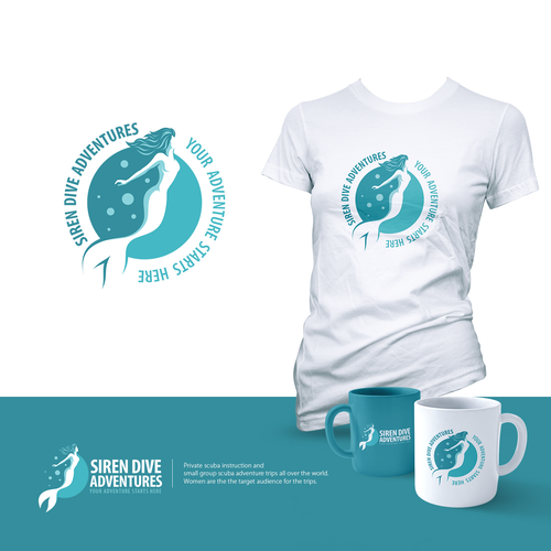Siren design with the title 'Private scuba instruction and small group scuba adventure trips'