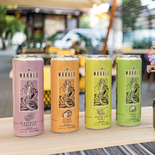 Modern vintage design with the title 'Retro Minimalist Vodka Water'