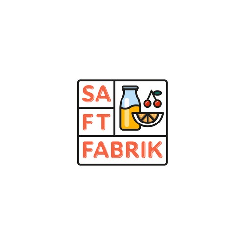 Juice bar design with the title 'Logo für eine Saftfabrik'