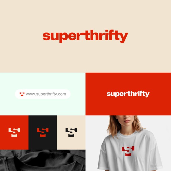 Eco-friendly logo with the title 'Super Thrifty Logo'