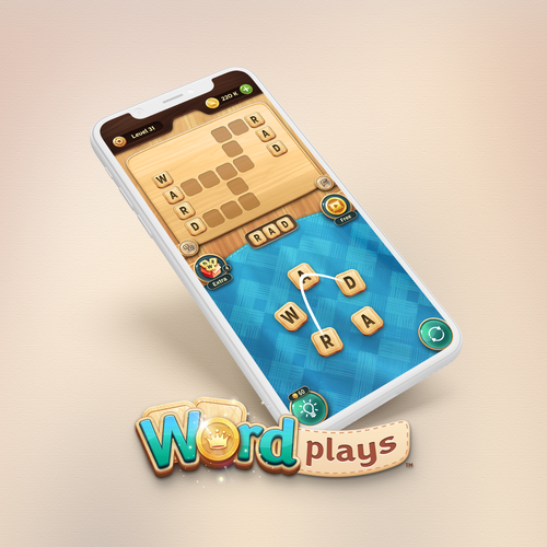 UI design with the title 'Wordplays Mobile Game Design'