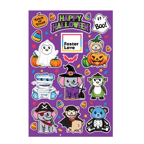 Halloween artwork with the title 'HALLOWEEN STICKERS'