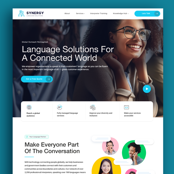 Language design with the title 'Webdesign and Development for a Language Services Company'