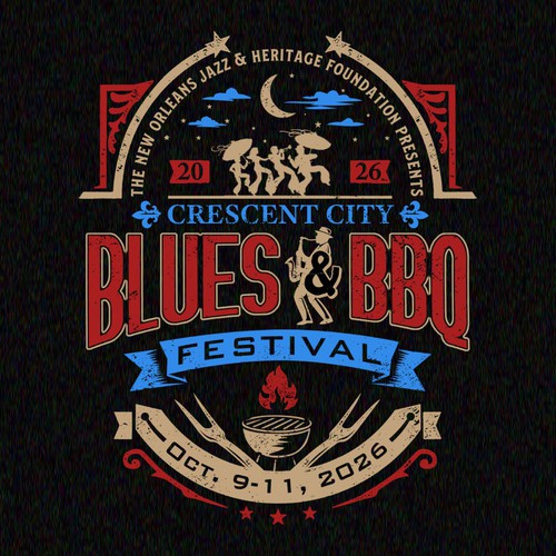 Music t-shirt with the title '2026 Crescent City Blues & BBQ Festival'