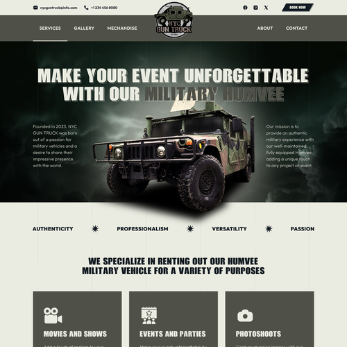 Event website with the title 'NYC Gun Truck'