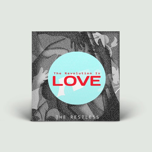 Love artwork with the title 'CD cover design for revolution is love music album'