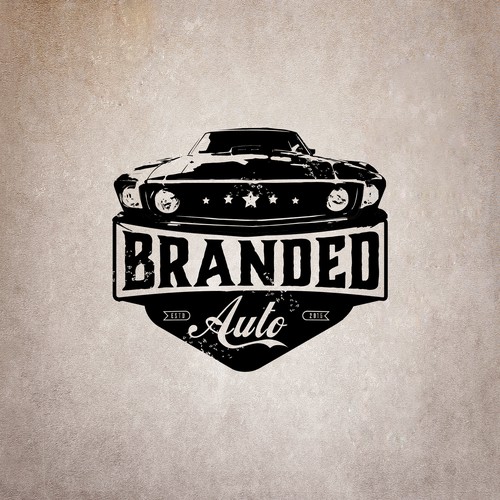 Cool logo with the title 'Logo for a vintage muscle car repair shop'