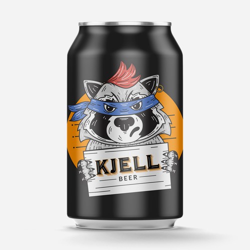 Beer can design with the title 'Mascot for Beer Label'