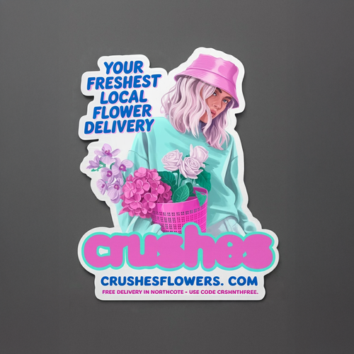 Florist design with the title 'Modern Flower Delivery Sticker Design'
