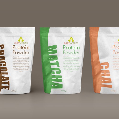 Shake design with the title 'Minimal Packaging For Woman's Protein Powder'