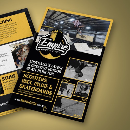 Rider design with the title 'Flyer for Empire Ride & Equipment'