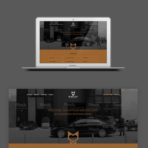 Black website with the title 'create a high end classy website for black cat chauffeurs'
