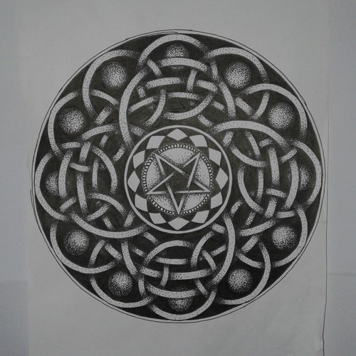 Mandala illustration with the title 'Mandala pentagram'