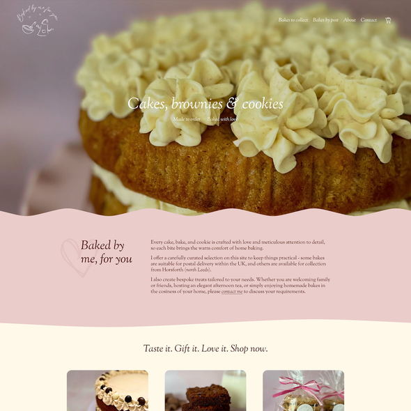 Delivery design with the title 'Handcrafted From the Kitchen to the Cake Box'