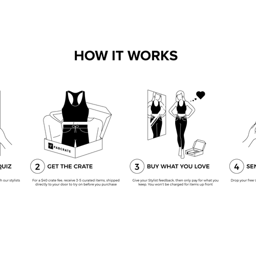 Black artwork with the title 'Minimalist illustration for Fabcrate.'