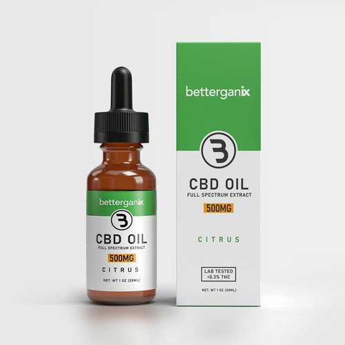 Hemp oil packaging with the title 'Packaging and Label design For CBD Oil'