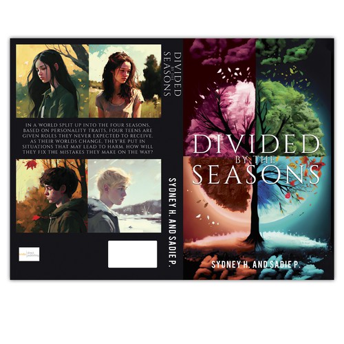 Dystopian book cover with the title 'Divided by the Seasons'