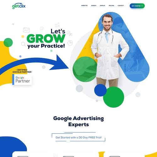 Adobe XD design with the title 'Getclix'