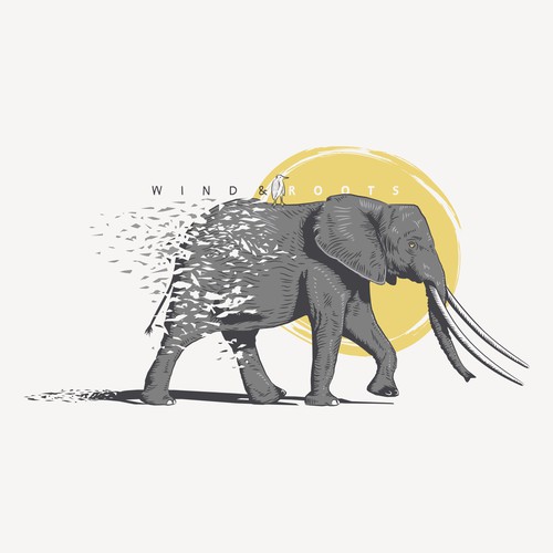 Sun t-shirt with the title 'African themed illustration of an elephant with message.'