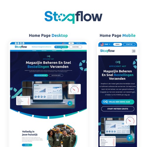 Logistics website with the title 'Stoqflow: Modern Logistics & Supply Chain SaaS Landing Page'