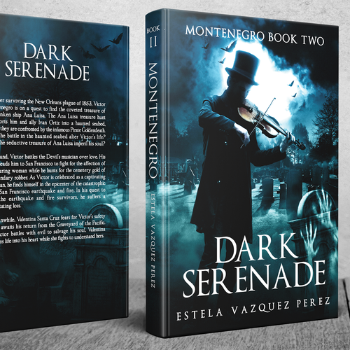 Gothic book cover with the title 'Dark Serenade'