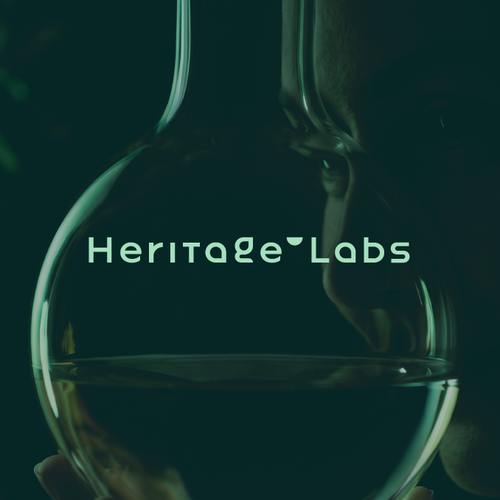 Chemistry design with the title 'Heritage Labs: Where science meets nature'