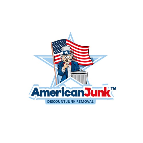 American flag design with the title 'Logo concept for a Junk Removal services company.'