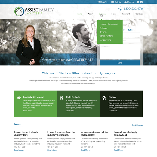 Attorney website with the title 'Create a website for Assist Family Lawyers'