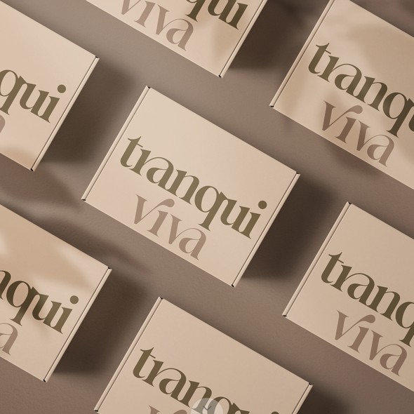 Mailer box packaging with the title 'Modern Packaging for Tranqui Viva'