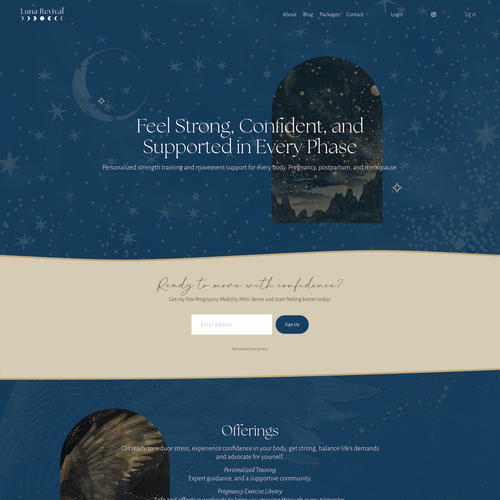 Pregnancy design with the title 'Luna Revival: A Celestial Brand, Grounded in Care'