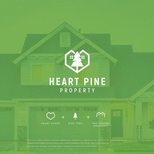 Property management logo with the title 'HEART PINE'