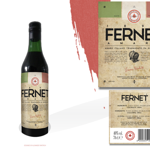 Italian label with the title 'Product label for Fernet'
