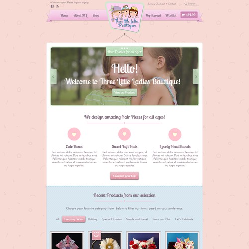 Children's website with the title 'Create ecommerce site for Hair Fashions'