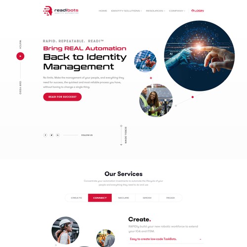 Business website with the title 'Readibots Corp'