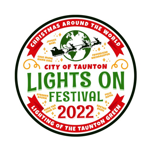 Festival logo with the title 'Fresh, modern logo for "Lights On 2022" Christmas Festival theme'